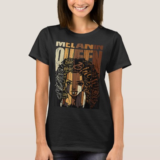 T-shirt Melanin Queen Black History Month Afro African Pri (Devant)