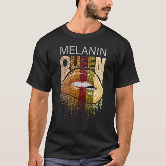 T-shirt Melanin Queen Pride Afro Brown Lip Black History M (Devant)