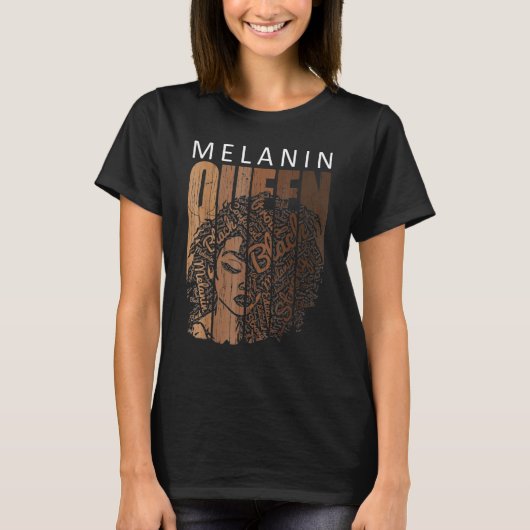 T-shirt Melanin Queen Tee African American Strong Black Na (Devant)