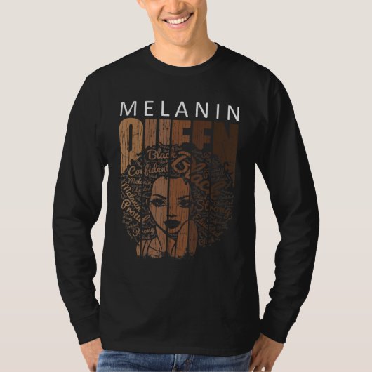 T-shirt Melanin QueenStrong Black African American Natural (Devant)