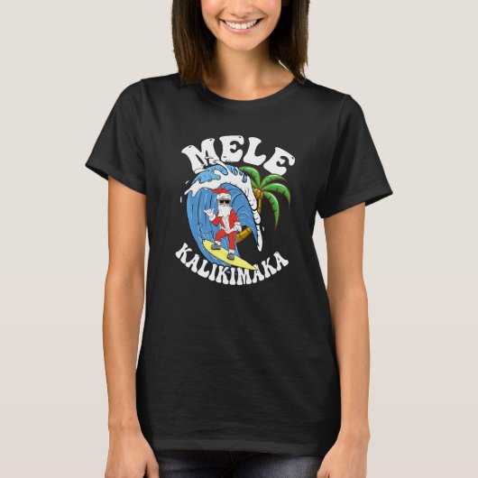 T-shirt Mele Kalikimaka Christmas Surf Santa Surfing (Devant)