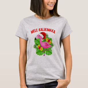 T-shirt Mele Kalikimaka Flamant rose de Noël hawaïen