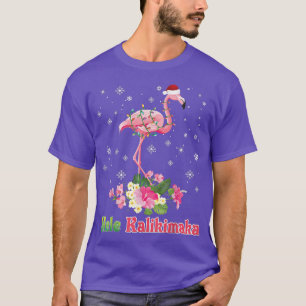T-shirt Mele Kalikimaka Flamant rose Père Noël Noël Joyeux