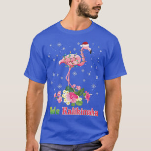 T-shirt Mele Kalikimaka Flamant rose Père Noël Noël Joyeux