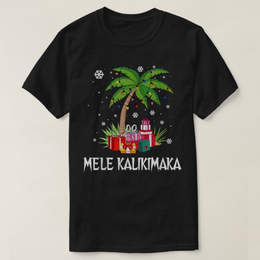 T-shirt Mele Kalikimaka Guirlandes de Noël Palmier Hawaïen (Design devant)