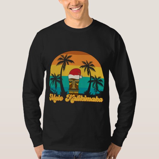 T-shirt Mele Kalikimaka Hawaii Noël Tiki Santa Hat (Devant)