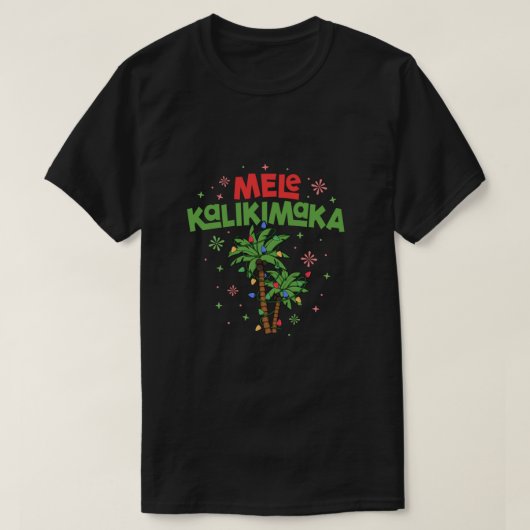T-shirt Mele Kalikimaka Hawaiian Christmas Palm Tree Light (Design devant)