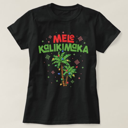 T-shirt Mele Kalikimaka Hawaiian Christmas Palm Tree Light (Design devant)