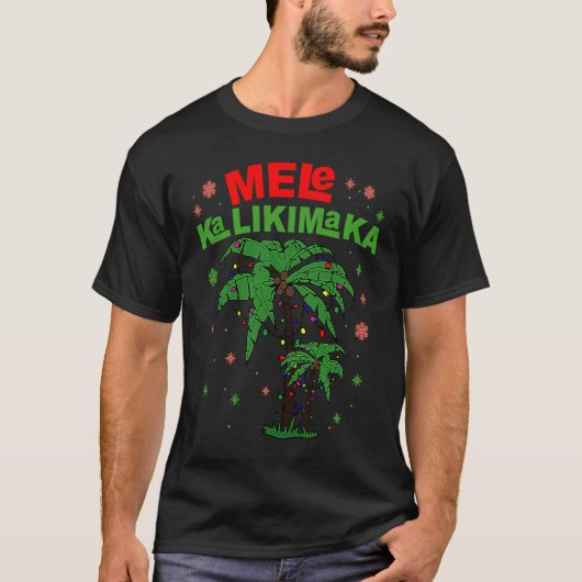 T-shirt Mele Kalikimaka Hawaiian Christmas Palm Tree Light (Devant)