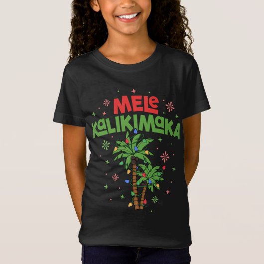 T-Shirt Mele Kalikimaka Hawaiian Christmas Palm Tree Light (Devant)