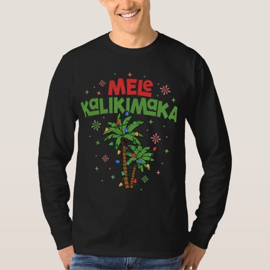 T-shirt Mele Kalikimaka Hawaiian Christmas Palm Tree Light (Devant)