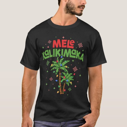 T-shirt Mele Kalikimaka Hawaiian Christmas Palm Tree Light (Devant)