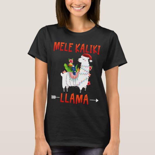 T-shirt Mele Kalikimaka Kaliki Llama aux lumières de Noël (Devant)