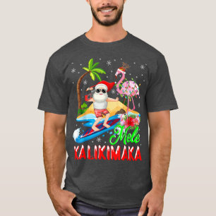 T-shirt Mele Kalikimaka Merry Xmas Flamant rose hawaïen Pè