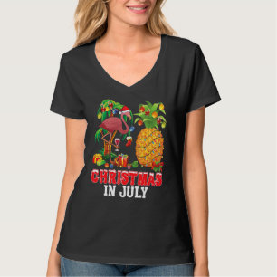 T-shirt Mele Kalikimaka Noël En Juillet Père Noël Flamant