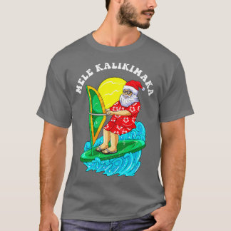 T-shirt Mele Kalikimaka Père Noël Vent Surf Noël À Ju