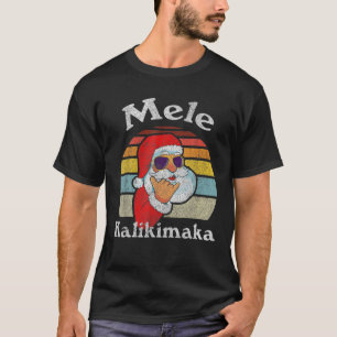 T-shirt Mele Kalikimaka Retro Noël Père Noël Shaka Hawa