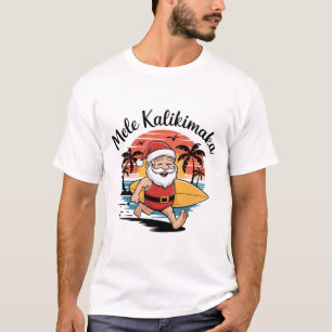 T-shirt Mele Kalikimaka Rétro Surf Santa Hawaïen Chris