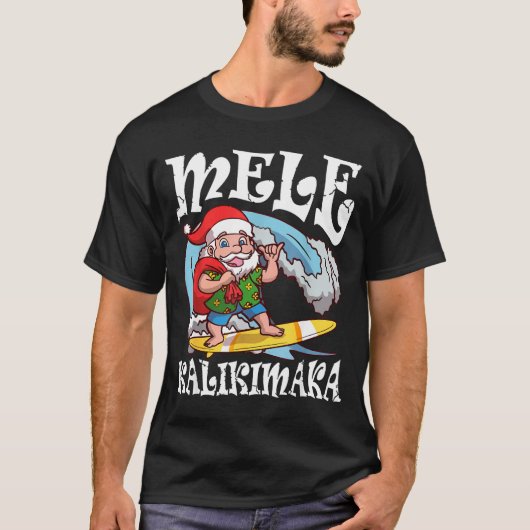 T-shirt Mele Kalikimaka Santa Surfing Hawaii Christmas  (Devant)