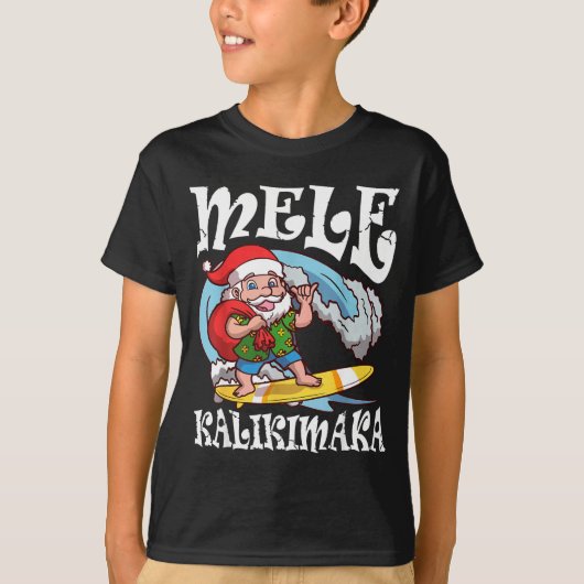T-shirt Mele Kalikimaka Santa Surfing Hawaii Christmas (Devant)