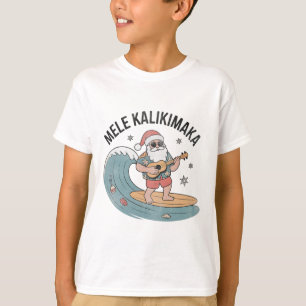 T-shirt Mele Kalikimaka Surfing Santa Ukulele Noël Hawaïen