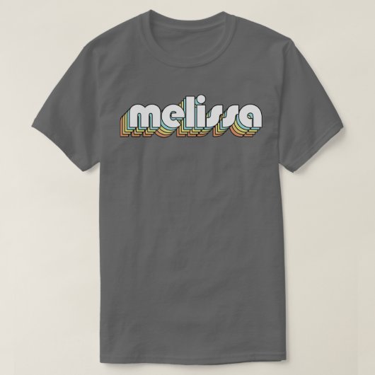 T-shirt Melissa Retro Typographie Arc-en-ciel style défraî (Design devant)