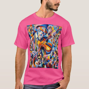 T-shirt Mélodie cubiste : Expression colorée du violoniste