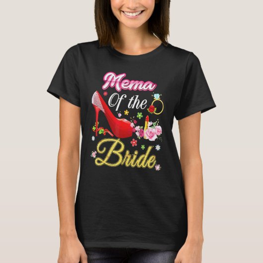 T-shirt Mema De La Mariée Joyeuse Mariage Flower Rose Chau (Devant)
