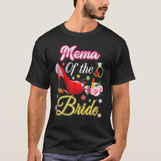 T-shirt Mema De La Mariée Joyeuse Mariage Flower Rose Chau (Devant)