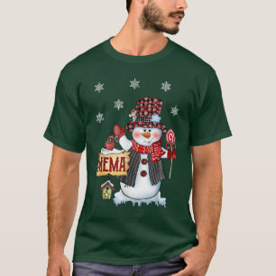 T-shirt Mema Snowman Sucre de canne de Noël Red Plaid Père