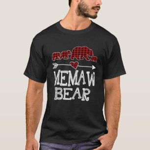 T-shirt Memaw Bear Trois Cubes Red Plaid Mama Christmas Pa
