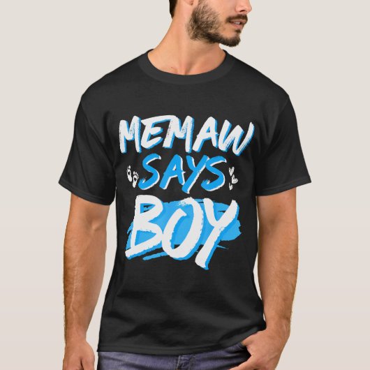 T-shirt Memaw Dit Garçon Genre Révéler Baby shower mignon  (Devant)