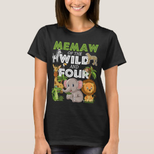 T-shirt Memaw of the Wild Four Zoo Birthday Safari Jungle