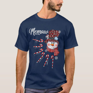 T-shirt Memaw Snowman Candy Cane Christmas Red Plaid Hat 7