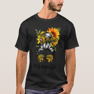 T-shirt Memaw Vie Cheveux Décoiffés Chignon Tournesol Femm
