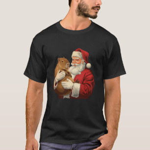 T-shirt Mème amusant Capybara Lover Noël Père Noël Holding