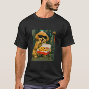 T-shirt Meme Caniche Jouant Manger Un Nugget De Poulet Rét