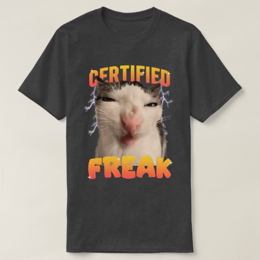 T-shirt Mème Cat Certifié Freak Eat Cement Cursed Cat Fun (Design devant)