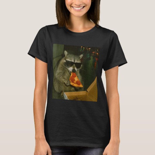 T-shirt Mème d'animal de raton laveur drôle mangeant Zza (Devant)
