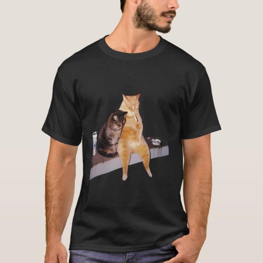 T-shirt Mème de chat Chat fumant une cigarette (Devant)