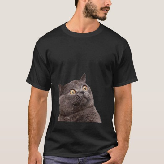 T-shirt Mème de chat choqué surpris (Devant)