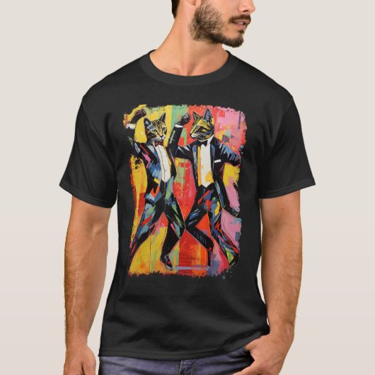 T-shirt Mème de chat drôle dansant Pop Art (Devant)
