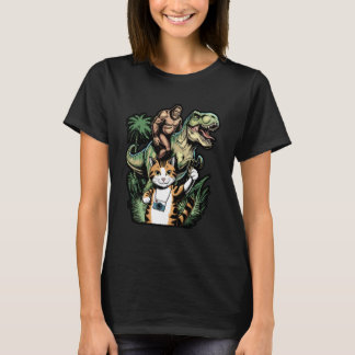 T-shirt Mème de chat drôle de dinosaure UFO