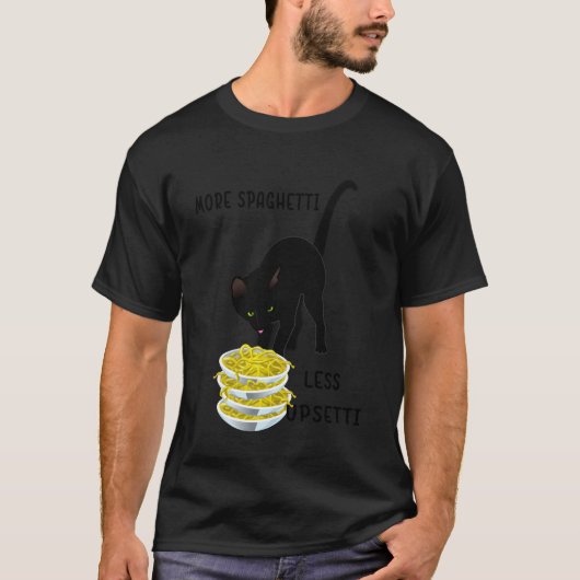 T-shirt Mème de chat drôle disant plus de spaghetti moins (Devant)