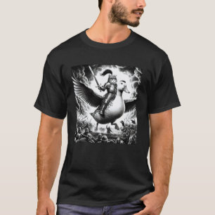 T-shirt Mème de chat drôle montant un canard au combat