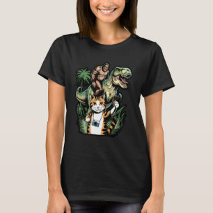 T-shirt Mème de chat drôle UFO dinosaure