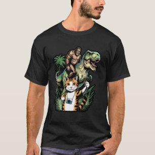 T-shirt Mème de chat drôle UFO dinosaure