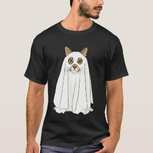 T-shirt Mème de chat fantôme Halloween Chat mignon habillé