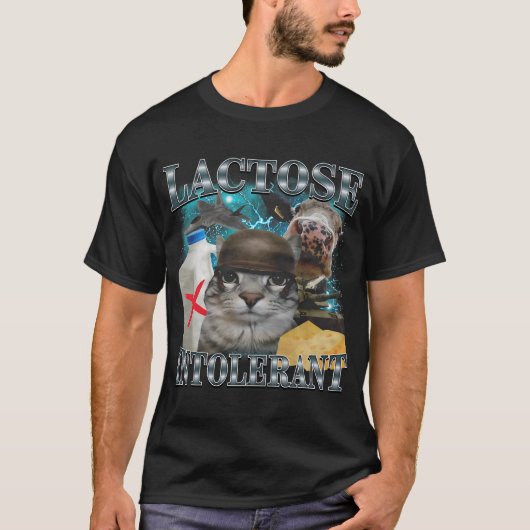 T-shirt Mème de chat intolérant au lactose (Devant)