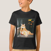Mème de chat ivre vintage dans une rue nocturne dr